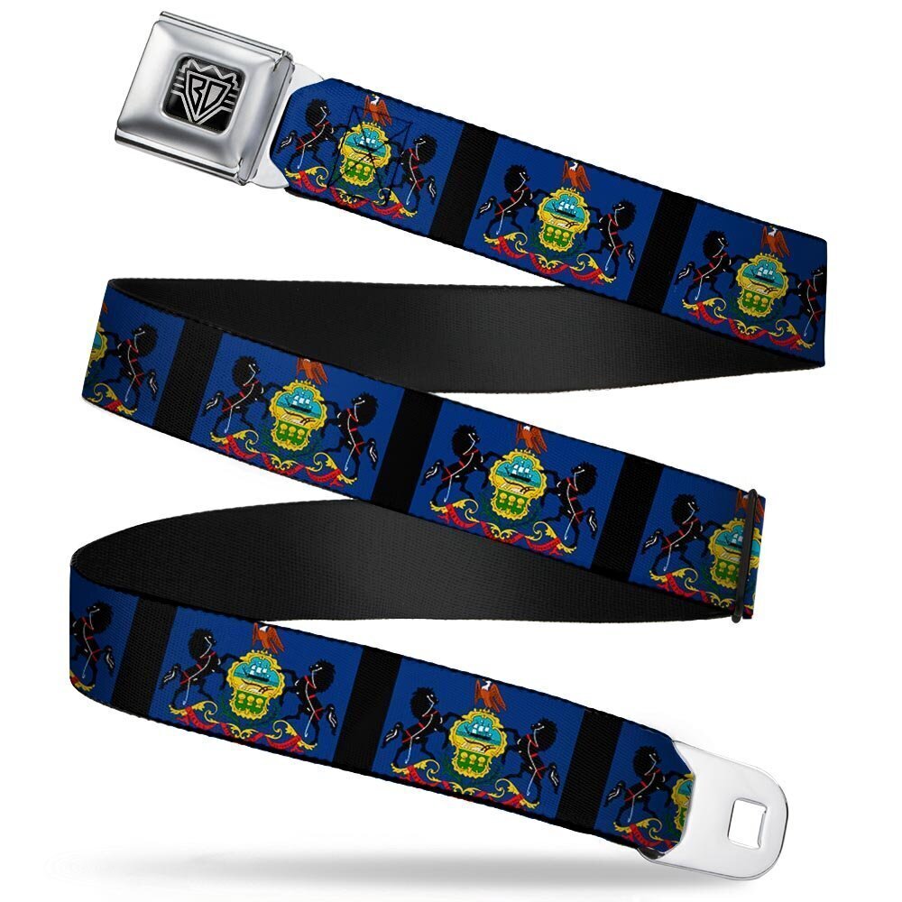 9990 Seatbelt Belt - Pennsylvania Flags/Black - 1.0" Wide - 20-36 Inches in